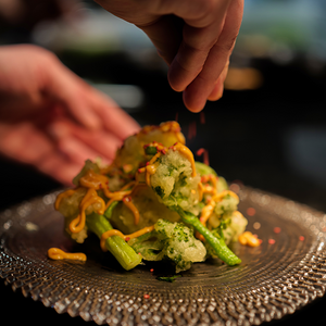 wild cauliflower and broccoli tempura